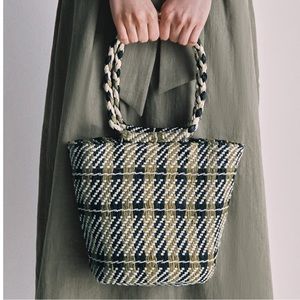 NWT Zara Metallic Woven Basket Bag